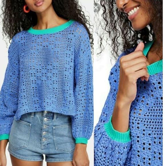Free People Sweaters - New FREE PEOPLE crochet oversize sweater crop top